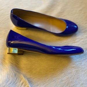 J Crew patent cobalt blue low heels